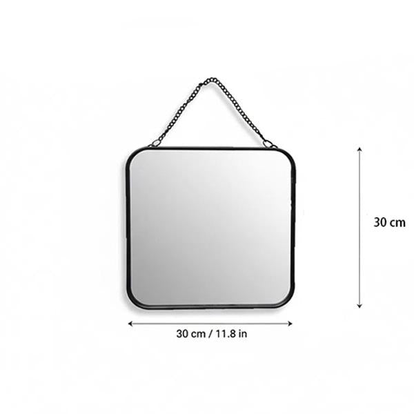 Set de Organización para Baño | Gancho Vertical de 3 Ganchos + Espejo Cuadrado de Alta Definición | Metal Resistente y Antirroto | 9x29cm | Ideal para Baño y Entrada | Organización Moderna y Minimalista