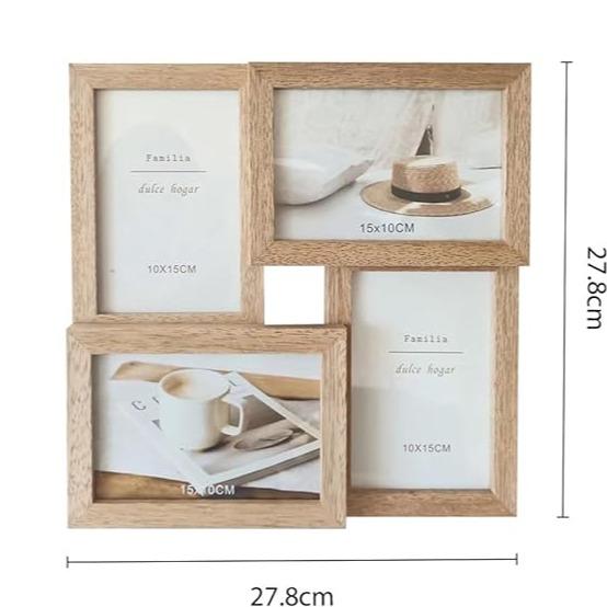 Set de Decoración y Organización | Perchero de 4 Ganchos + Marcos de Madera