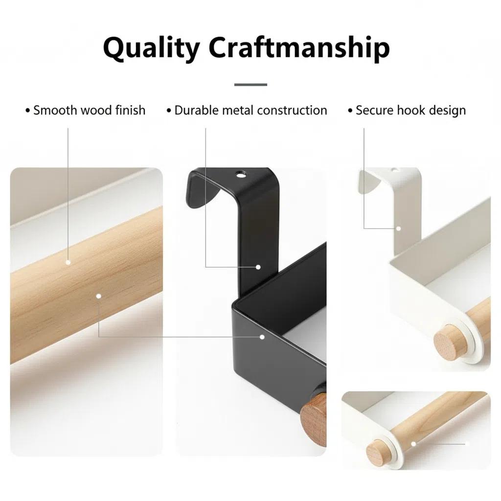 Organizador Multifuncional de Metal para Puerta de Cocina Soporte de Toallas y Papel Higiénico sin Taladrar Amplía 2㎡ en 3 Segundos Materiales Premium