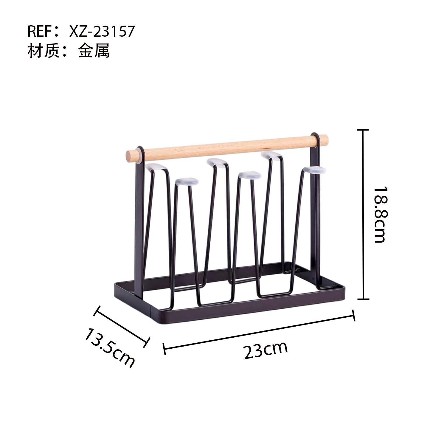 Portavasos de Metal con 6 Espacios y Asa de Madera Porta-esponja para fregadero Diseño Moderno y Resistente para Cocinas Pequeñas y Estilo