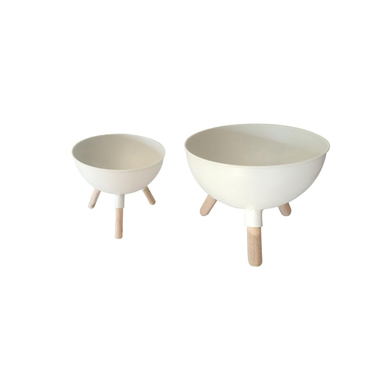 LIN HOME RS22027 Jarras de Hierro Forjado Set de 2 para Plantas Resistente a la Corrosión Diseño Nórdico con Perforaciones para Jardín de Balcón y Oficina