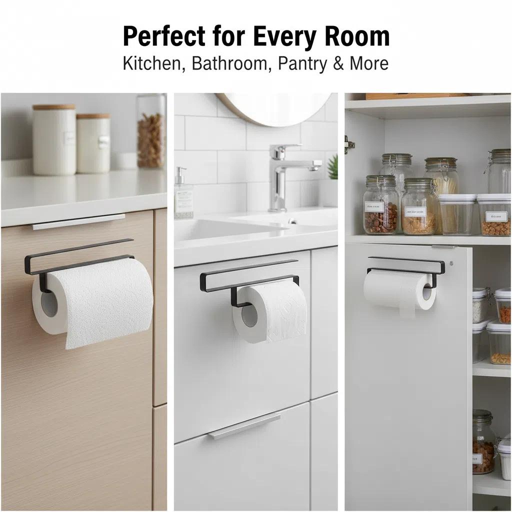 Portarrollos de Cocina Magnético XZ-23316 sin Perforar de Metal 26 cm x 8.5 cm Soporta 5 kg Ideal para Papel Higiénico y Condimentos OrganizaciónMágnetica CocinaEficiente