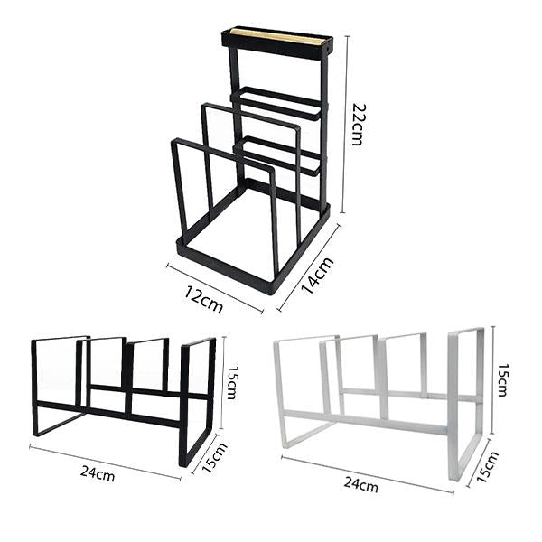 Set de Organización para Cocina | Porta-Cuchillos + Porta-Platos | Metal Fuerte Anti-Rust | 22x14x12cm & 15x24x15cm | Diseño Antideslizante | Ahorro de Espacio | Organización Clasificada | Porta-Cuchillos para 4 Cuchillos | Porta-Platos con 3