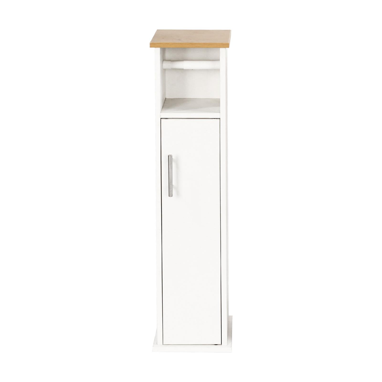 Estantería Vertical Moderna sin Ensamblaje de Almacenaje con Organizador de Espacio en Muebles de Madera y Metal Blanco para Hogar Ordenado Dos Niveles y Compartimento Abierto