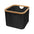 Cesto de Tela Plegable Cuadrado 30x30x24.5cm con Asa de Bambú Organizador Multiuso para Ropa Sucia Lavadero Baño Dormitorio Negro Gris Blanco Compacto y Portátil para Hogar