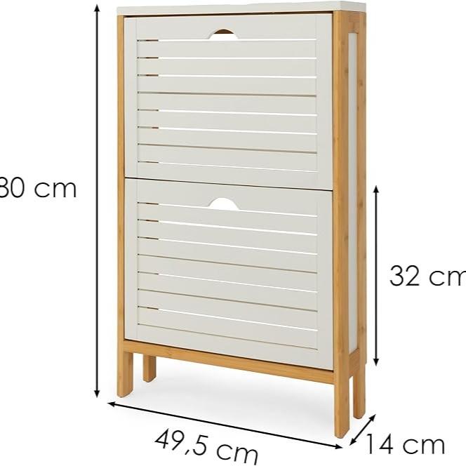 Mueble Zapatero de Bambú y Madera con 2 Cajones: Organización Ecológica para Entrada en oferta
