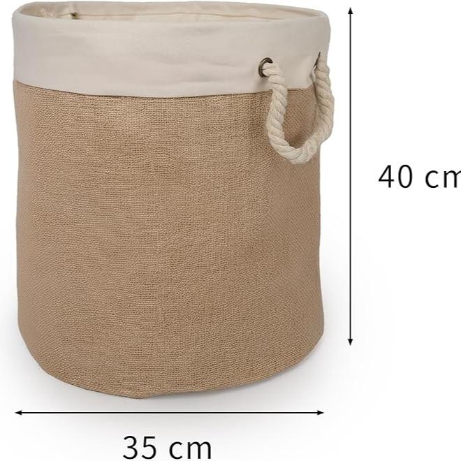 Set de Organización de Lino Natural | Perchero de 4 Ganchos + Cesta de Lino