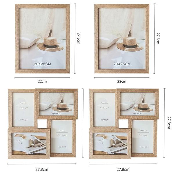 Set de Decoración Estilo Nórdico | Marco de Madera + Espejo Redondo Dorado | Decoración Hogar