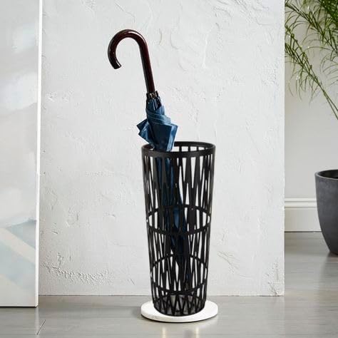 Entryway Storage Set | Metal Umbrella Stand + Bamboo Shoe Cabinet