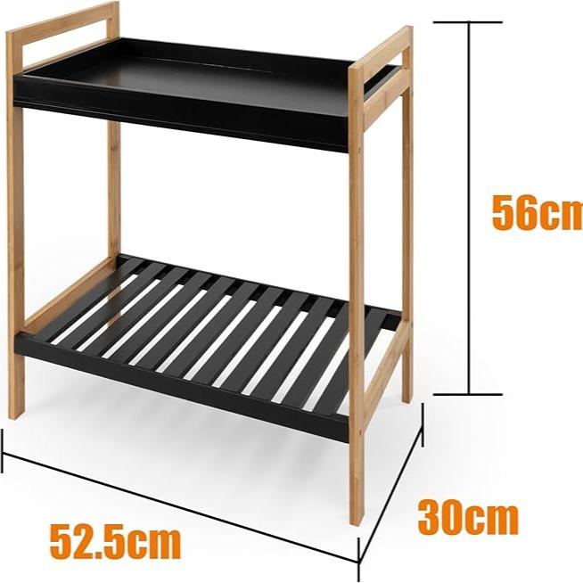 Vida Sostenible TikTok Estante de Bambú Estilo Nórdico - Impermeable y Resistente al Humo Organizador de Baño con Tablero MDF y Marco FSC Soporta 8kg Superior/10kg Inferior