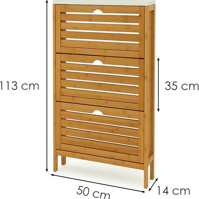 Mueble Zapatero de Bambú y Madera con 2 Cajones: Organización Ecológica para Entrada en oferta