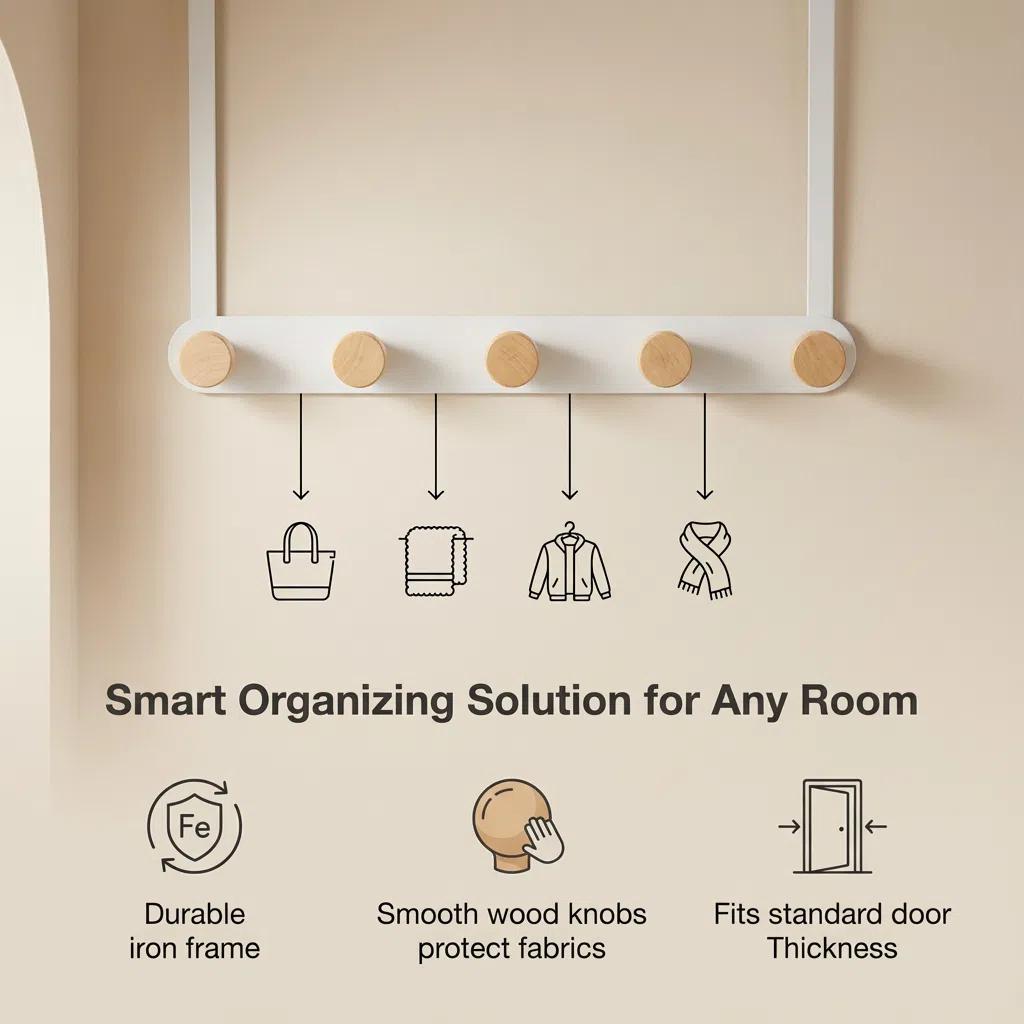 Set de Organización Hogar | Gancho para Puerta + Cesta de Almacenaje | Multifuncional