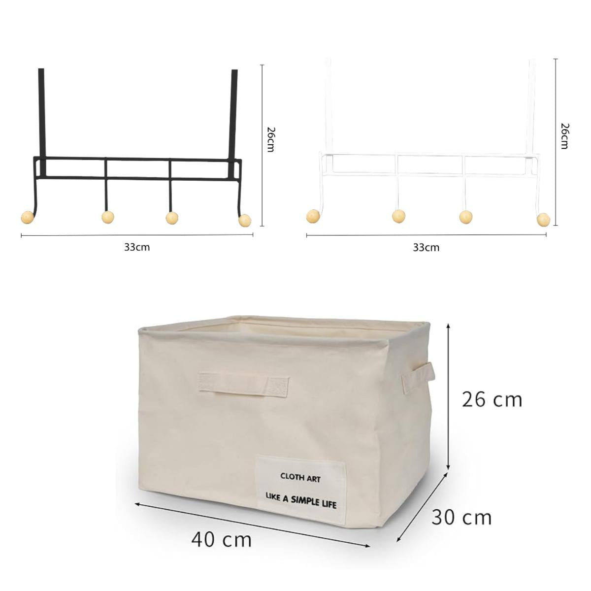 Cesta de Tela Minimalista con Asa Canasta Plegable para Ropa Organizador de Armario Arte de Tela Resistente y Versátil 22cmx26cmx22.5cm para Armario y Baño