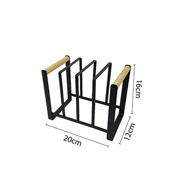 Set de Organización para Cocina Fusion Metal-Madera Porta-Tablas y Porta-Platos Resistente y Estable 14x12x16cm OrganizacionCocina PortaPlatos PortaTablas Marco de Metal Grueso Mango de Madera Sólida