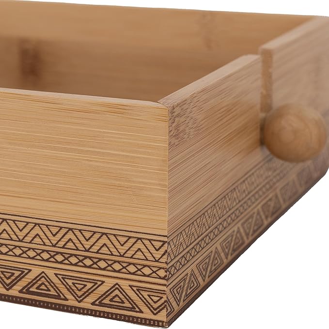 Caja de Organización de Bambú con Tabiques Removibles y Diseño Antideslizante Material Ecológico y Saludable 18.5cm×18.5cm×6cm para Cocina y Escritorio