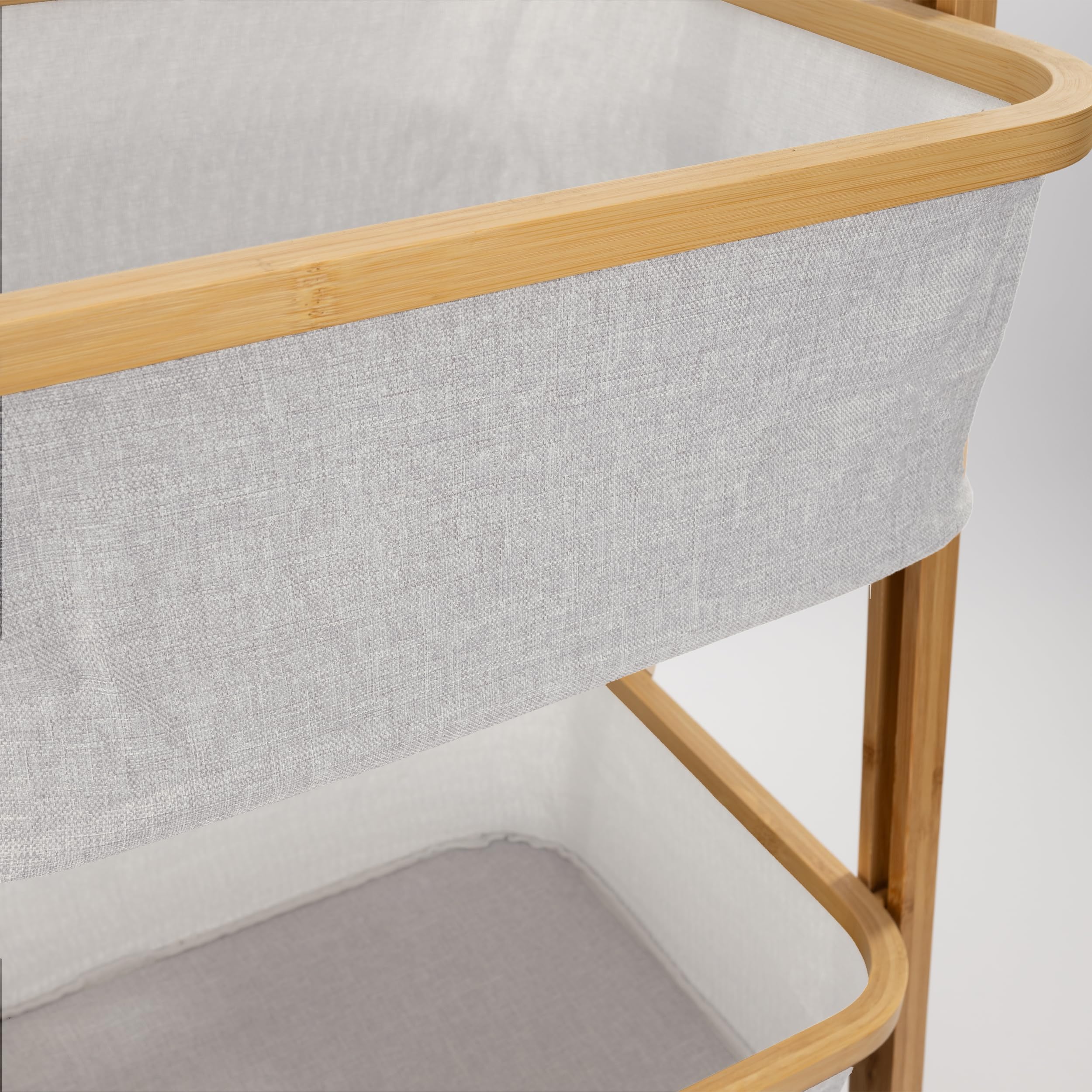 LIN HOME Bombu RS22117 rek met 2 opbergdozen van polyesterweefsel, organizer voor kleine dingen voor badkamer of keuken de bambú Canasta corner shelf soportes y estanterías garaje resistente al óxido ropa ampliable electrónica 5 capas juguetes