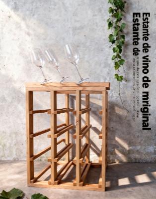 Estantería de Vino de Madera Maciza Multicapa para Uso Doméstico 39cm×30cm×29cm Diseño Escalonado Tres Niveles Soporta 6 Botellas Cada Nivel Organización y Decoración Ideal para Cocina o Bodega