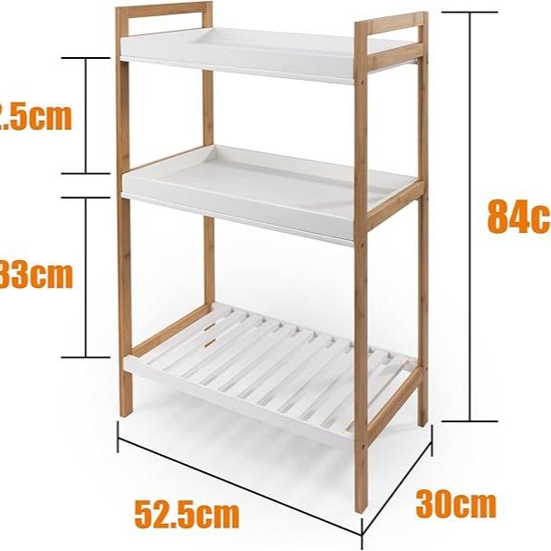 Vida Sostenible TikTok Estante de Bambú Estilo Nórdico - Impermeable y Resistente al Humo Organizador de Baño con Tablero MDF y Marco FSC Soporta 8kg Superior/10kg Inferior