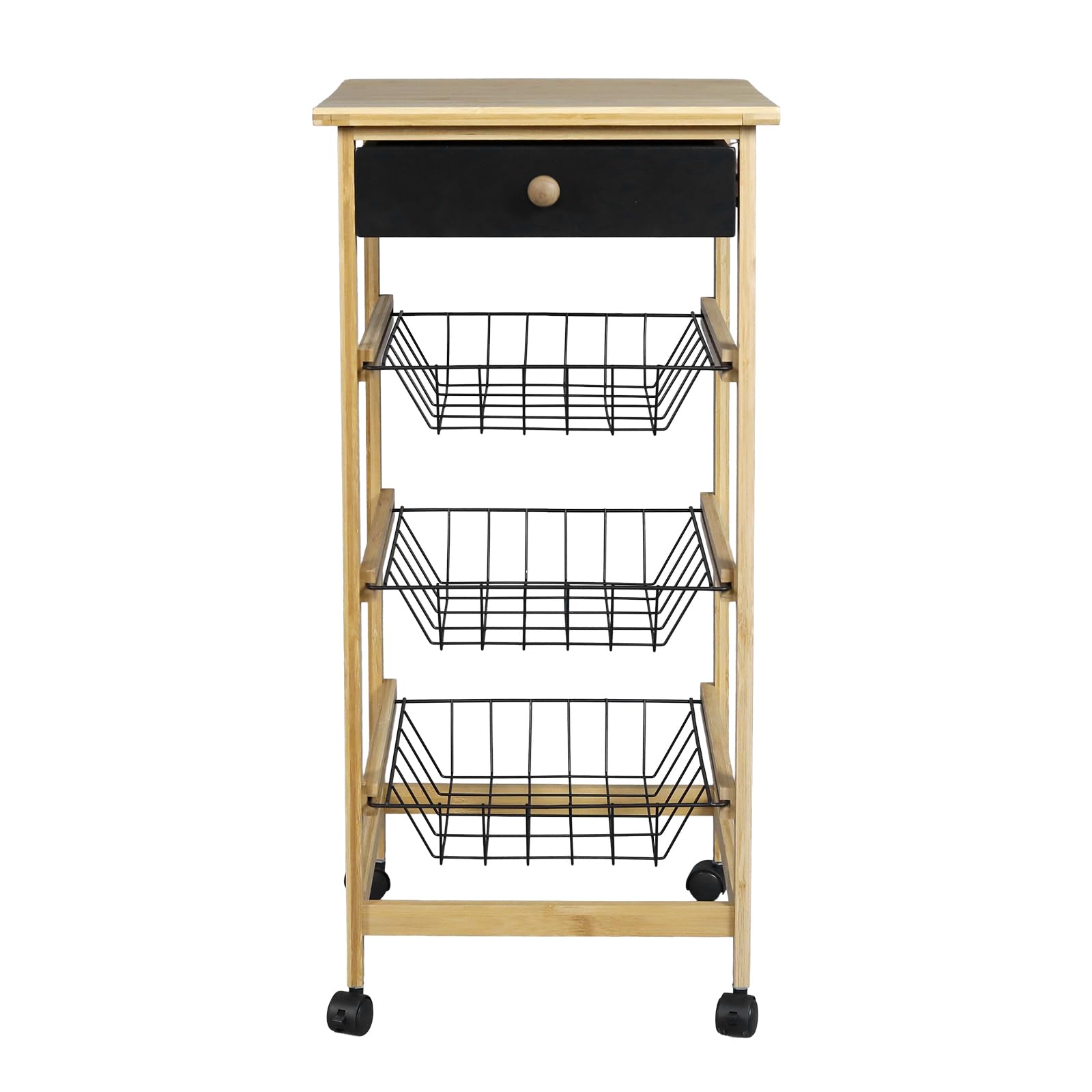 Black & White Multi-Tier Storage Cart Rolling Kitchen Cart Bathroom Organizer