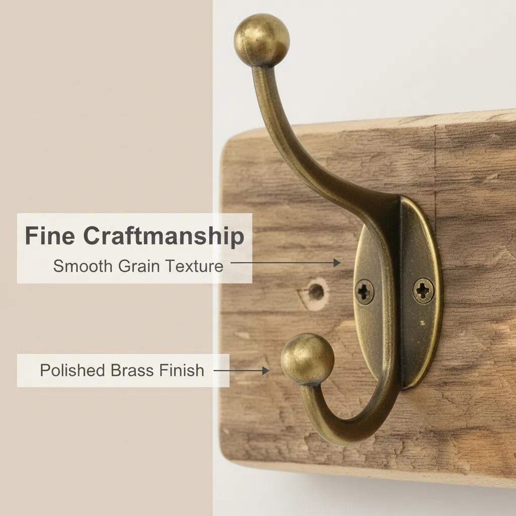 Gancho de Pared de Madera Doble sin Taladro para Organización Multifuncional Soporta hasta 5kg Instalación Fácil en 30 Segundos Madera Maciza Organizador Elegante y Versátil con Adhesivo Resistente