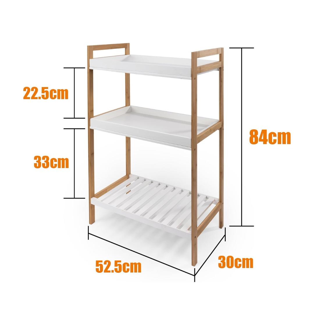 Open Oans Regular Zapatero de 3 Niveles 52.5x30x84cm de Madera y Bambú Estantería Multiuso con 3 Estantes para Entrada de Casa Color shelf