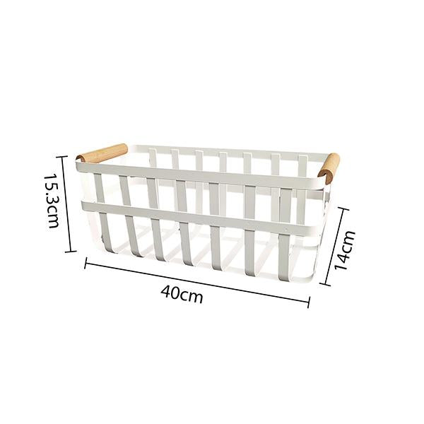 Cesta Organizadora Estilo Ins con Mango de Madera Natural Bandeja Multifunción para Frutas y Snacks Caja de Almacenamiento Nórdica para Cocina y Sala de Estar