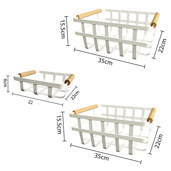 Cesta Organizadora Estilo Ins con Mango de Madera Natural Bandeja Multifunción para Frutas y Snacks Caja de Almacenamiento Nórdica para Cocina y Sala de Estar