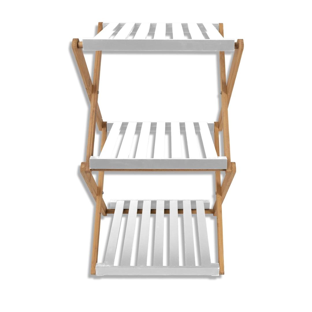 Estante Zapatero de 3 Niveles Plegable de Bambú 28x37.5x63.5cm Organizador Portátil para Calzados Sin Instalación Zapatero para Pasillos shelf