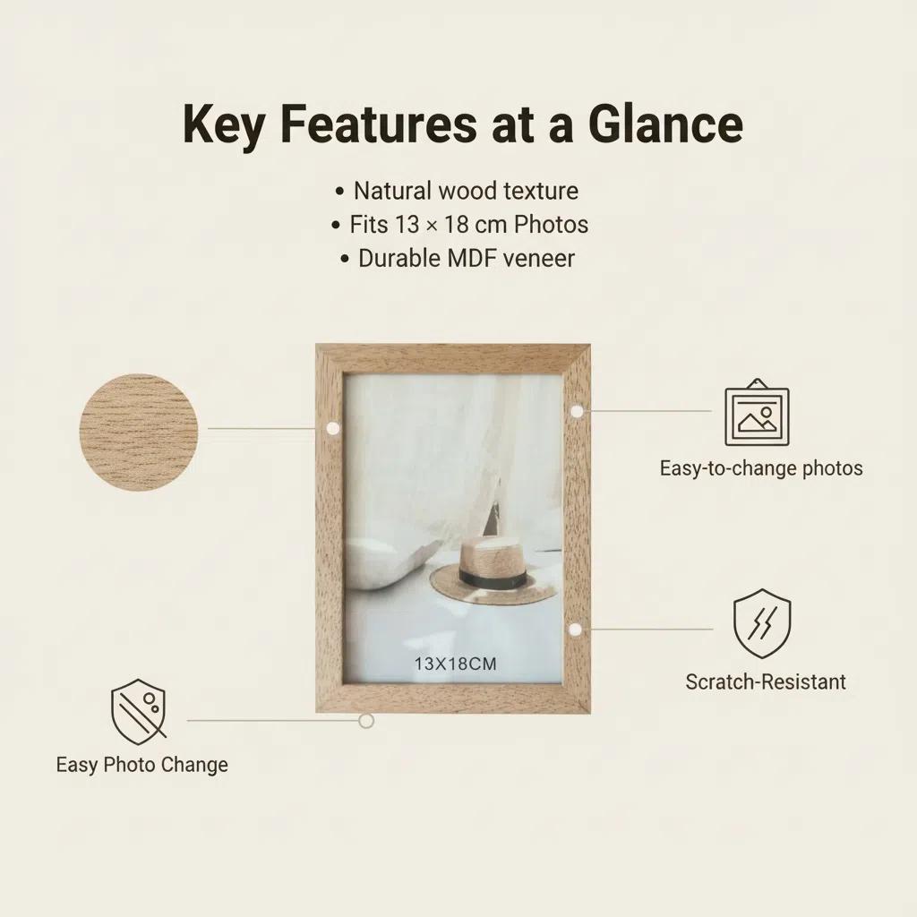 Marco de Madera Maciza Estilo Nórdico Minimalista Versátil para Uso Doméstico Alta Calidad Textura Natural Diseño Ecológico y Saludable