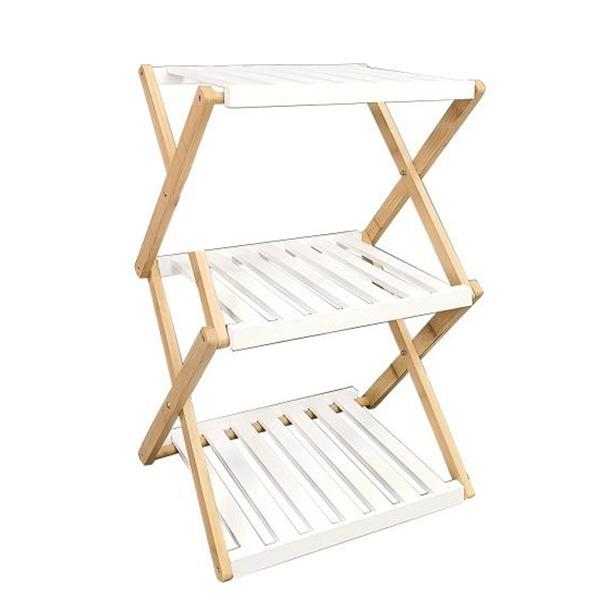Estante Zapatero Plegable de 3 Niveles de Bambú 28x37.5x93.5cm Organizador Portátil sin Instalación Material Natural y Resistente Ideal para Pasillos