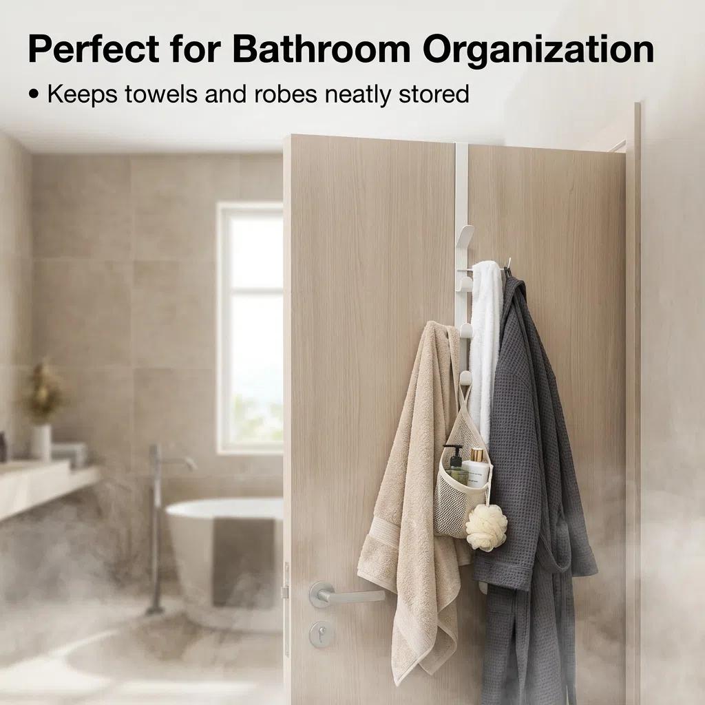 Set de Organización para Baño | Gancho Vertical de 3 Ganchos + Espejo Cuadrado de Alta Definición | Metal Resistente y Antirroto | 9x29cm | Ideal para Baño y Entrada | Organización Moderna y Minimalista
