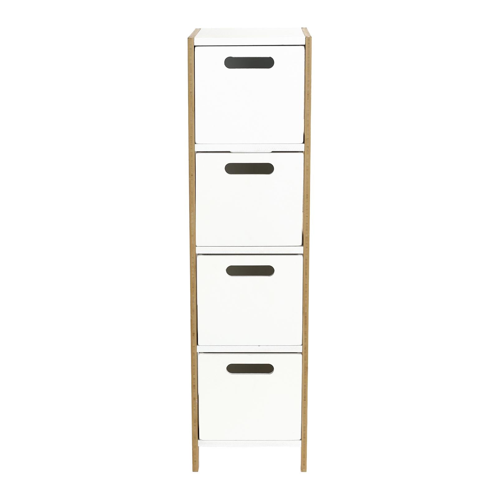 Mueble de Baño Elegante con 4 Cajones de Bambú y MDF Organizador Multietapas Ecológico Resistente al Agua y Humedad para Almacenamiento Eficiente y Elegante 94cm×24.5cm×28cm