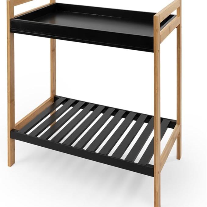 Zapatero de 2 Niveles 52.5x30x56cm de Madera y Bambú Estantería Multiuso con 2 Estantes para Entrada de Casa Diseño Compacto y Elegante Material Duradero y Espacio Ahorrador