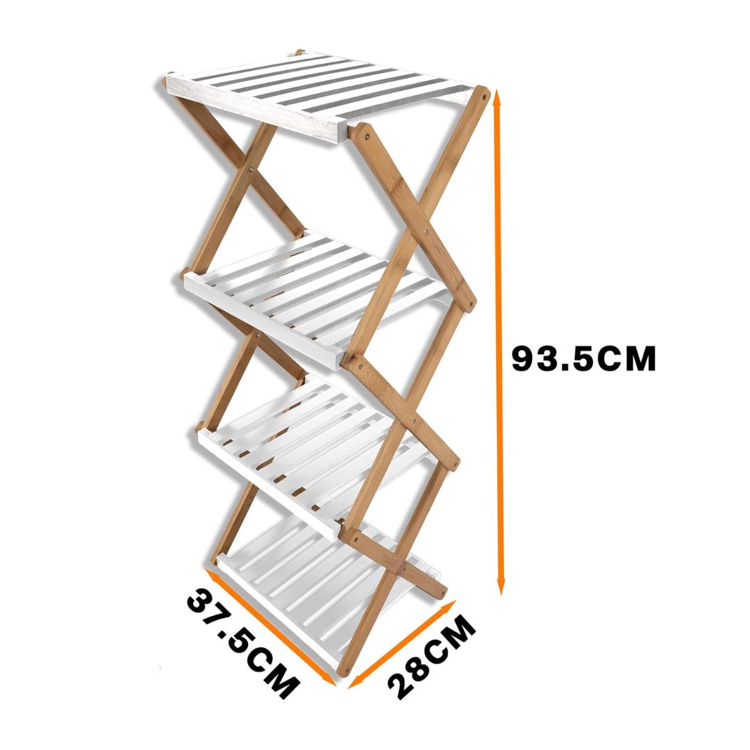 Estante Zapatero Plegable de 3 Niveles de Bambú 28x37.5x93.5cm Organizador Portátil sin Instalación Material Natural y Resistente Ideal para Pasillos