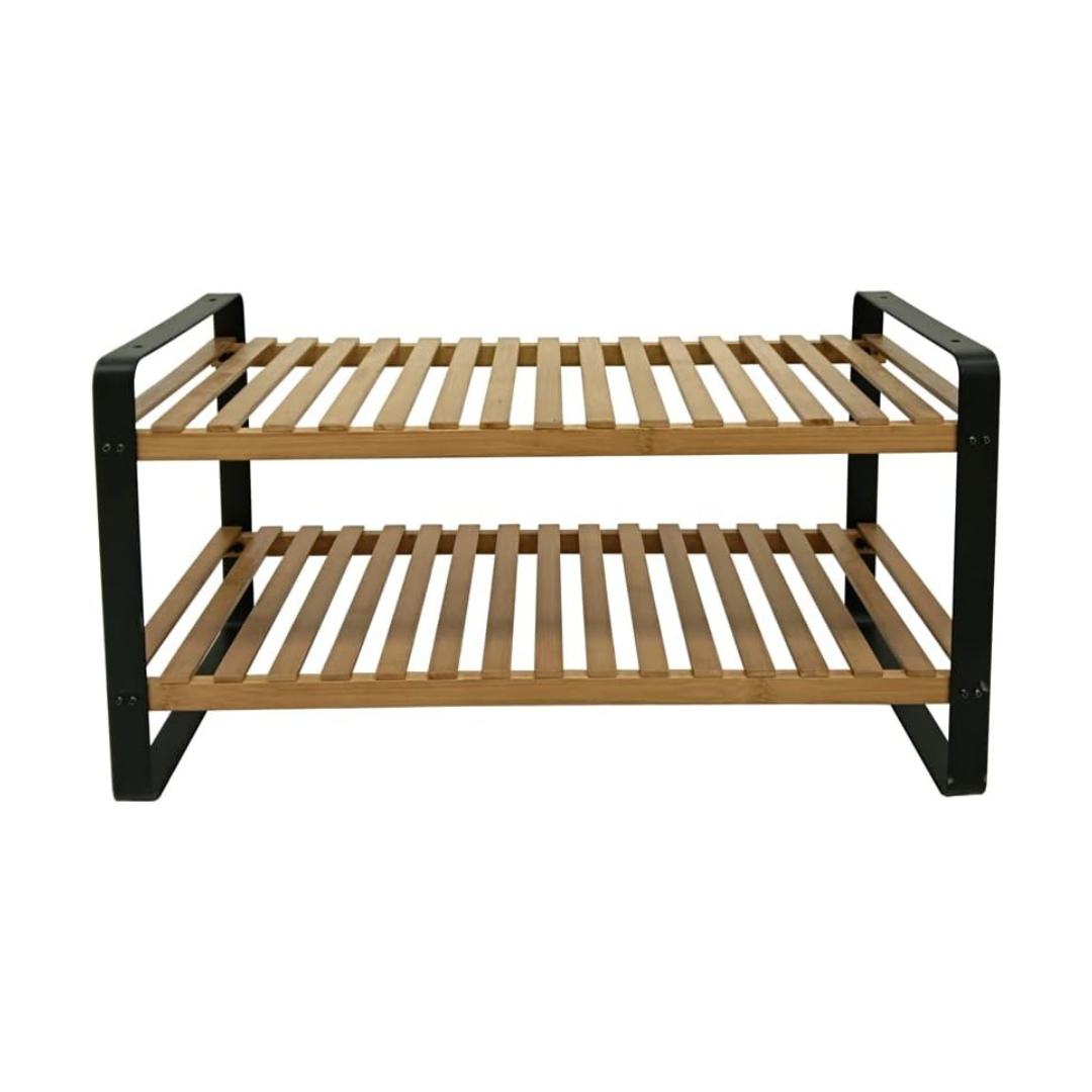 Zapatero de Bambú con Marco de Metal Elegante y Sostenible para Hogar y Trabajo Organizador de Zapatos Funcional y Estético shelf