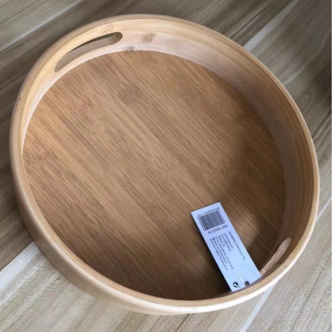 Bandeja Redonda de Bambú con Asas Maderas Naturales para Desayuno y Organización Hogar Bandejita