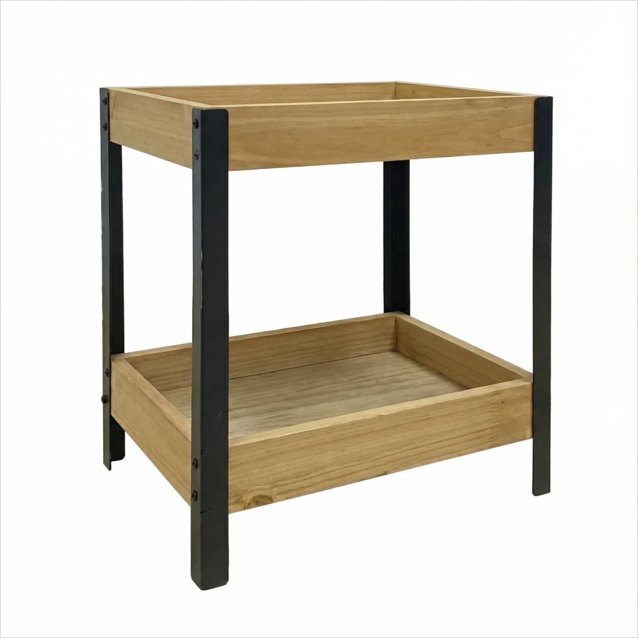 Estante Doble de Madera y Hierro para Organización Hogar Minimalista Rack de cocina Zapatero Ajustable Apilable Material Resistente Diseño Compacto 37,5x22x15cm