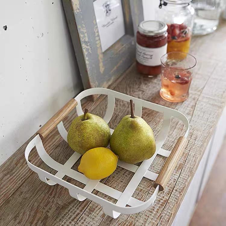 Canasta de Organización Estilo Nórdico - Cesta con Asas de Madera Porta-esponja para fregadero de metal winter basket