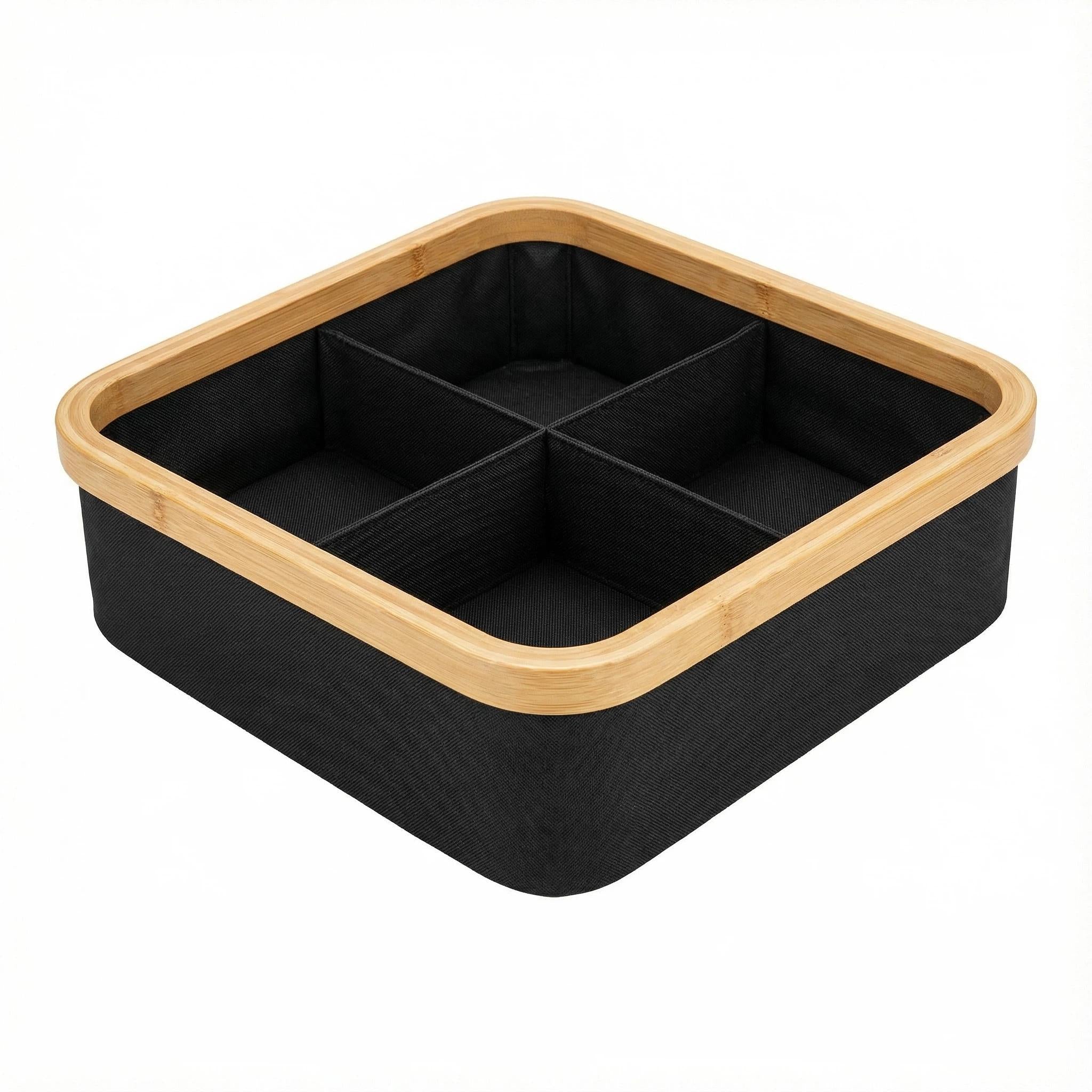 Cesto de Tela Plegable Cuadrado con Asa de Bambú Organizador Multiuso para Ropa Sucia Lavadero Baño Dormitorio Ideal para Hogar Forro Impermeable Ecológico
