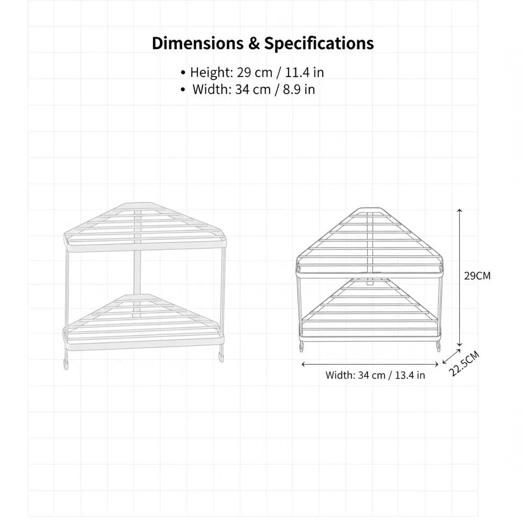 Estante de Metal Doble Triangular para Cocina de Colocación Directa Negro/Blanco Rack de cocina muebles en oferta Botellero Resistente a la Corrosión y Duradero Almacenamiento en Dos Niveles EstanteTriangularDeCocina Instalación Rápida