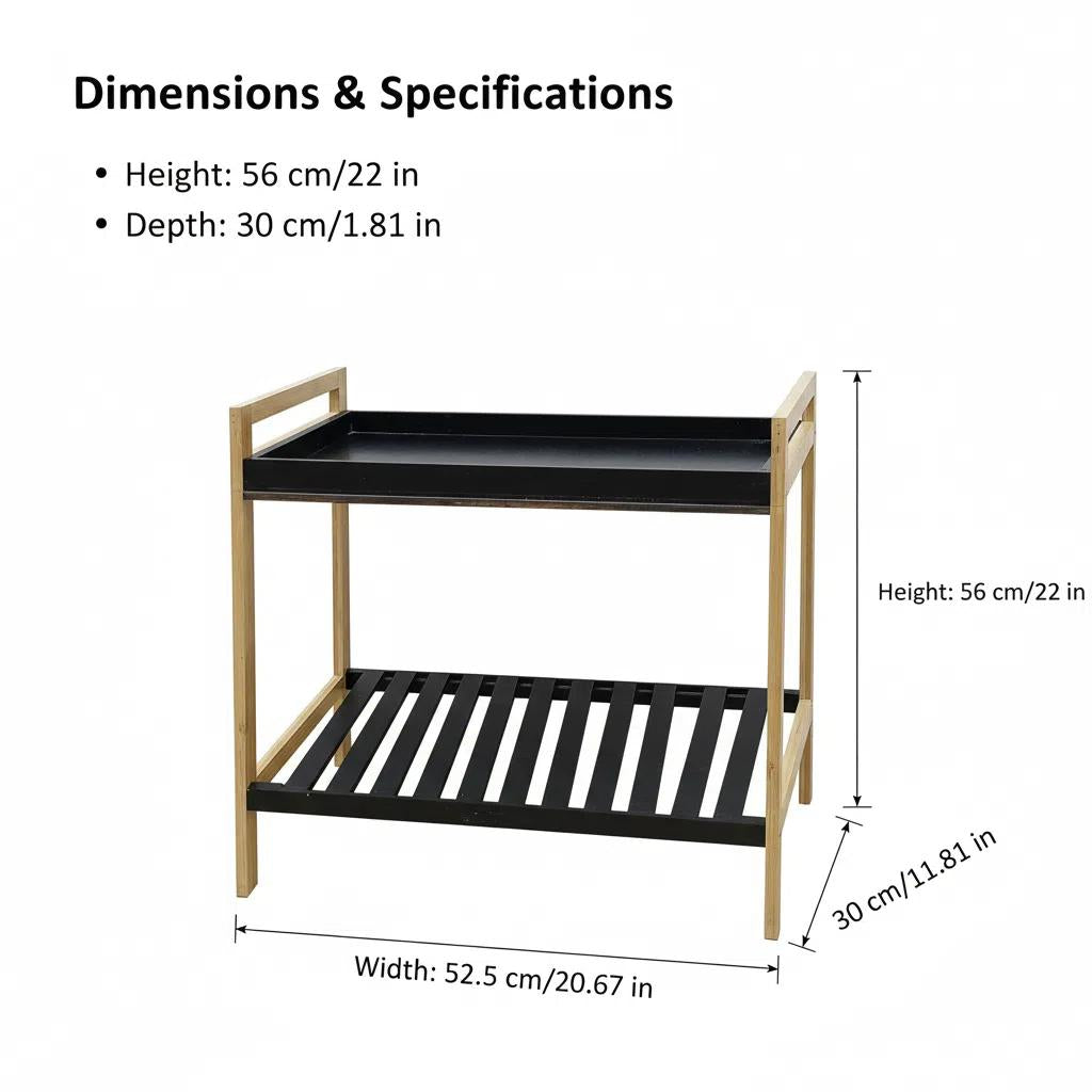 Vida Sostenible TikTok Estante de Bambú Estilo Nórdico - Impermeable y Resistente al Humo Organizador de Baño con Tablero MDF y Marco FSC Soporta 8kg Superior/10kg Inferior
