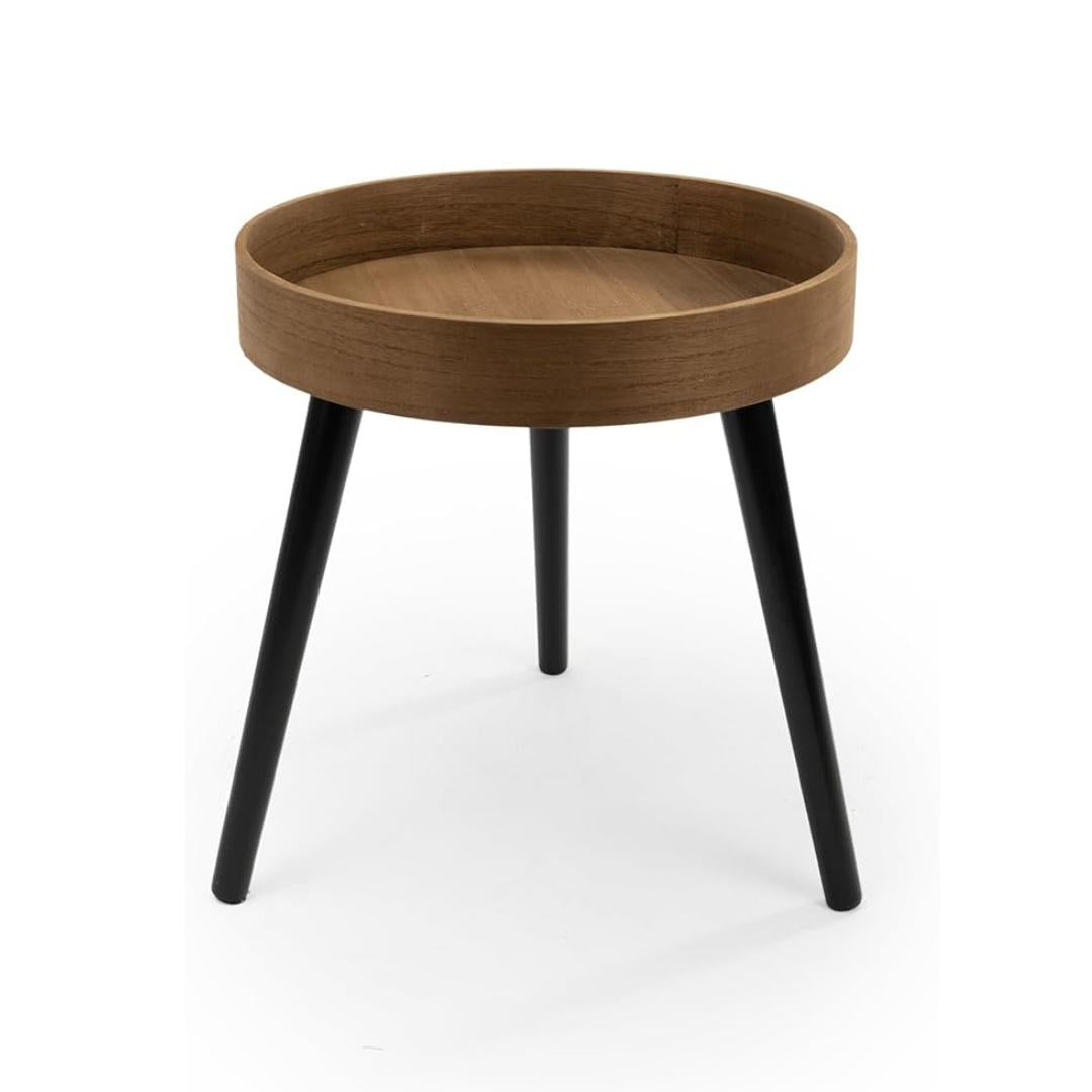 Mesa de Centro Redonda de Madera para Café y Salón 39x41.8cm Montaje Fácil Tres Colores Disponibles Marrón Blanco y Natural Ideal para Interiores