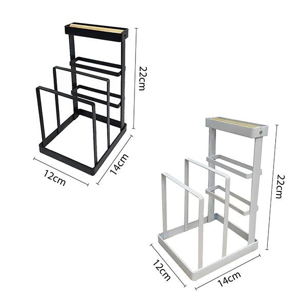 Set de Organización para Cocina | Porta-Cuchillos + Porta-Platos | Metal Fuerte Anti-Rust | 22x14x12cm & 15x24x15cm | Diseño Antideslizante | Ahorro de Espacio | Organización Clasificada | Porta-Cuchillos para 4 Cuchillos | Porta-Platos con 3