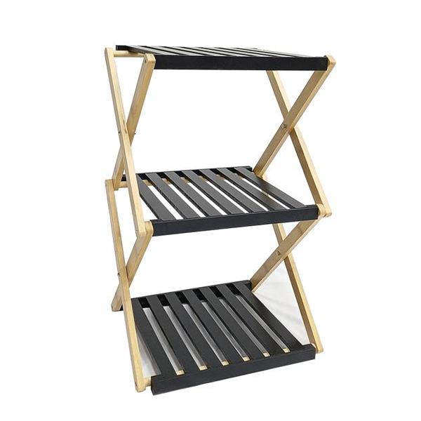 Estante Zapatero Plegable de 3 Niveles de Bambú 28x37.5x93.5cm Organizador Portátil sin Instalación Material Natural y Resistente Ideal para Pasillos