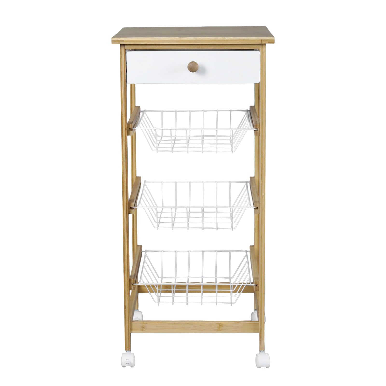 Black & White Multi-Tier Storage Cart Rolling Kitchen Cart Bathroom Organizer