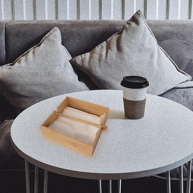 Caja de Organización de Bambú con Tabiques Removibles y Diseño Antideslizante Material Ecológico y Saludable 18.5cm×18.5cm×6cm para Cocina y Escritorio