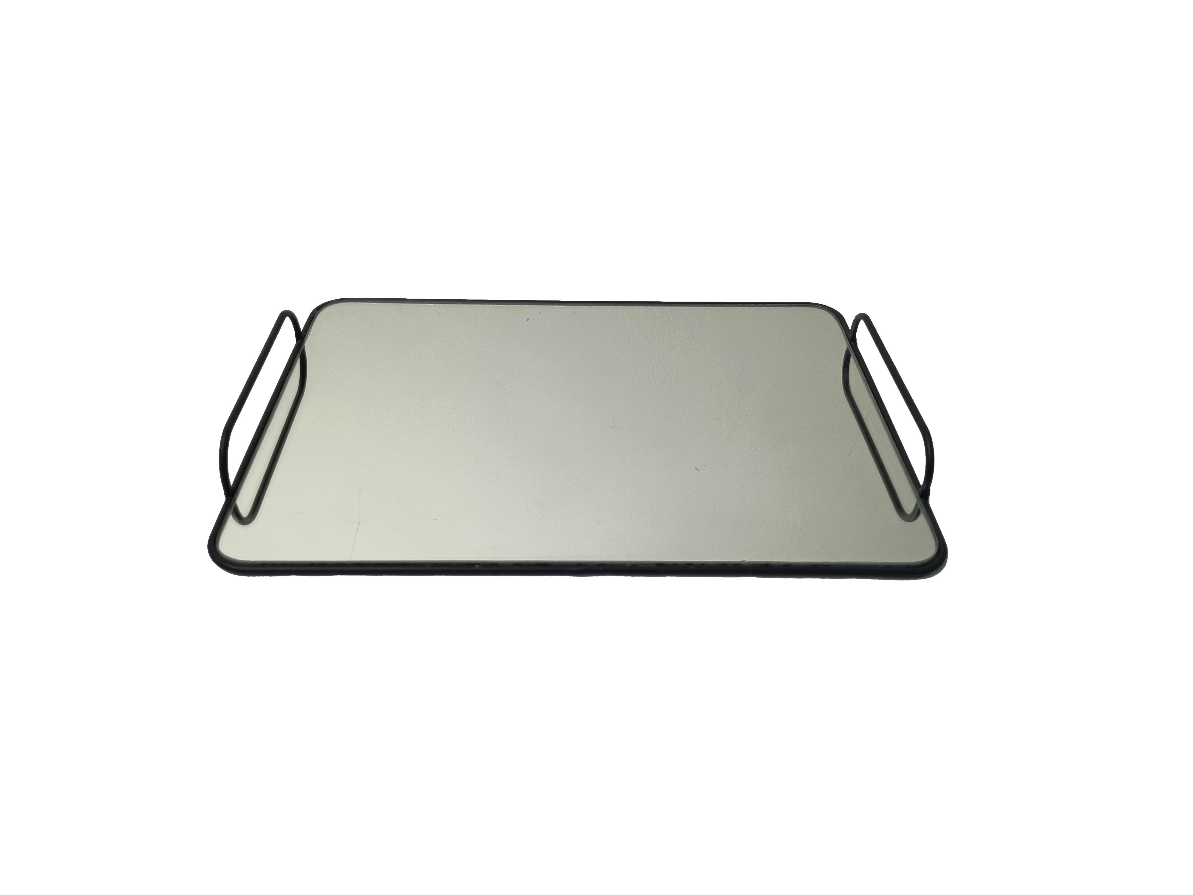 Bandeja de Metal Moderna Minimalista Hierro Selecto 25cm×15cm×3.5cm Negra para Tazas Cosméticos y Joyería Resistente y Duradera