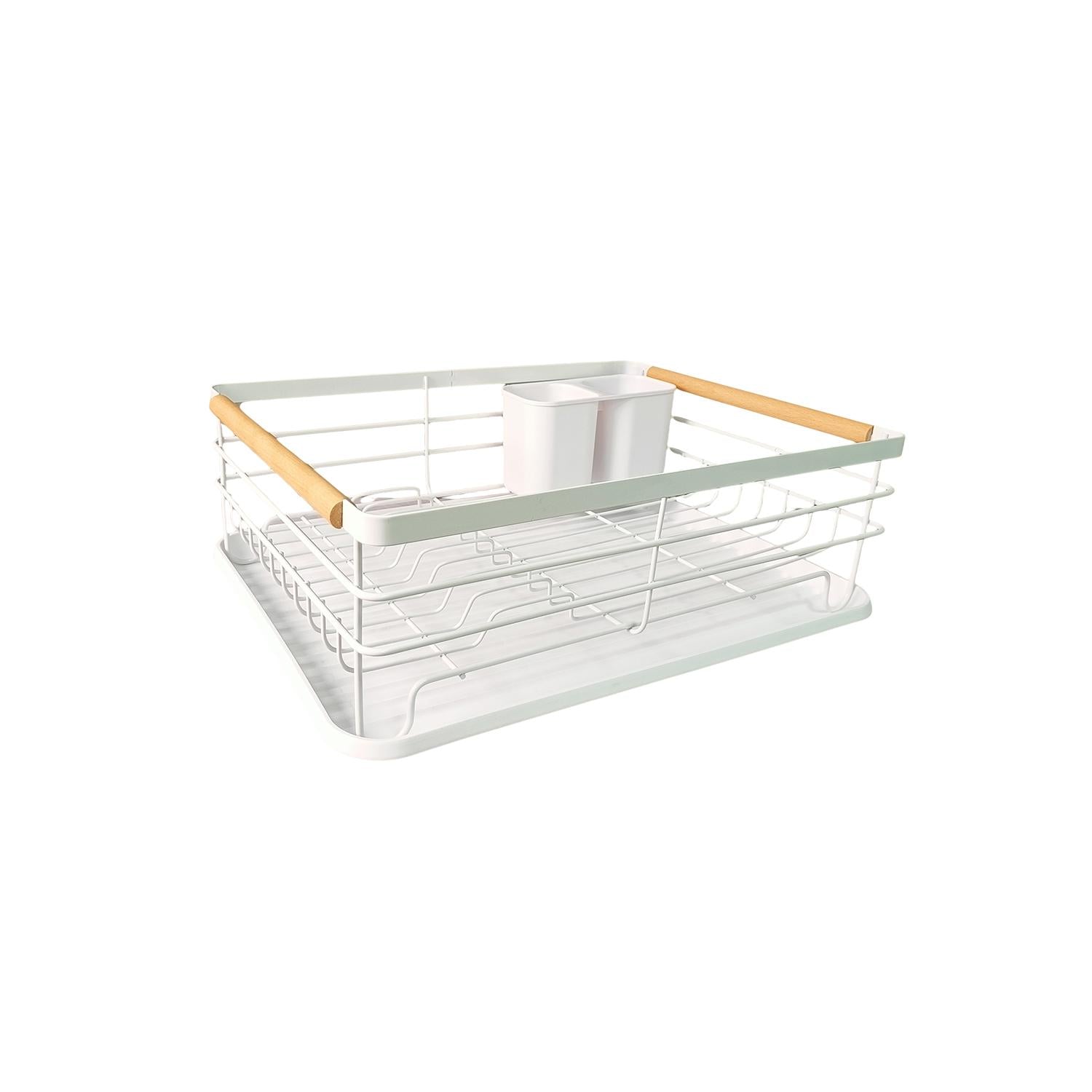 Escurreplatos Multifuncional - Organizador de Vajilla con bandeja de goteo Porta-esponja para fregadero ajustable Cesta de metal