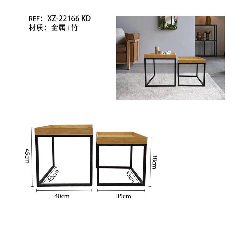 Mesa Auxiliar Combinable de Bambú y Metal para Sala de Estar 40x40x45 cm y 35x35x38 cm Estructura Metálica Resistente Superficie Natural Diseño Funcional Ahorradora de Espacio Ideal para Sofá o Terraza