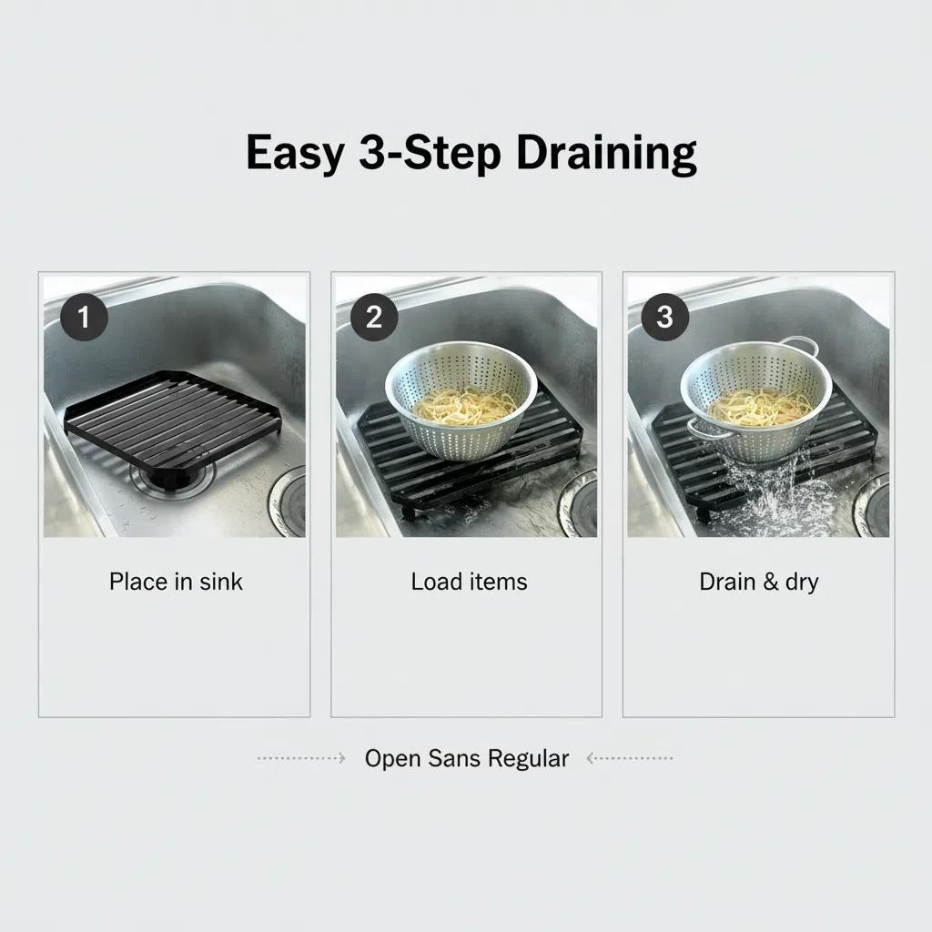 Estante de Escurrido para Fregaderos de Metal 29.5CM Organizador Multifuncional para Platos y Verduras Resistente a la Corrosión Diseño Permeable Ahorra Espacio Fácil de Instalar Ideal para Cocina